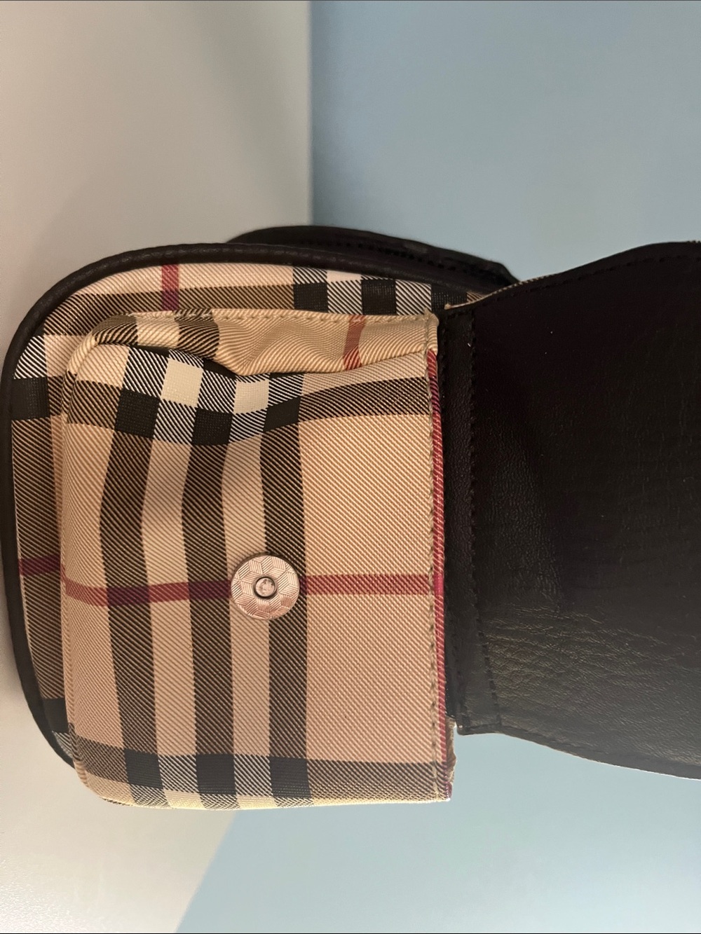Classic Plaid Satchel Handbag in Beige - Picture 4 of 16